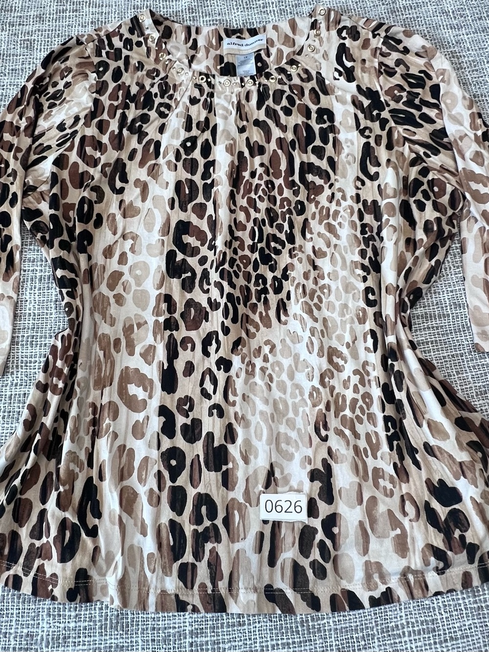 Alfred Dunner Beige Brown Black Leopard Print Tunic